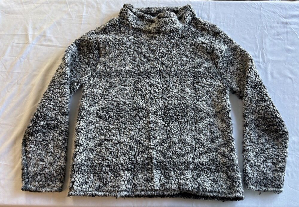 Dylan Los Angeles Frosty Tip Gray Sherpa Mock Neck Pullover Women's Size XS - Picture 1 of 4